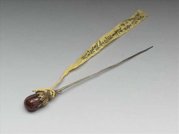 銀鍍金抱頭蓮簪