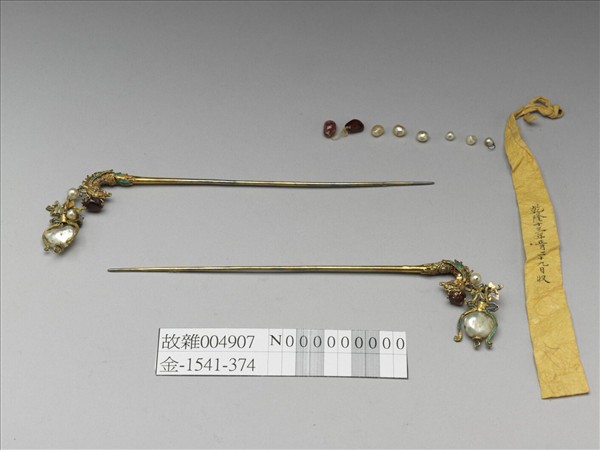 鍍金鳳頭流蘇簪（一對）