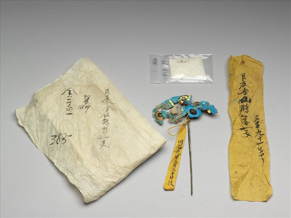 銀鍍金點翠仙鶴簪