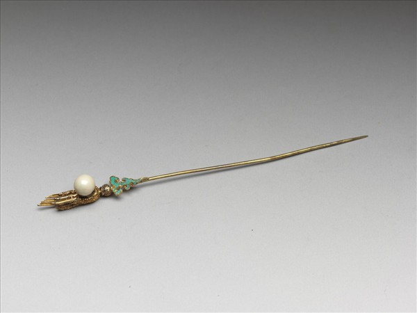 銀鍍金佛手花簪