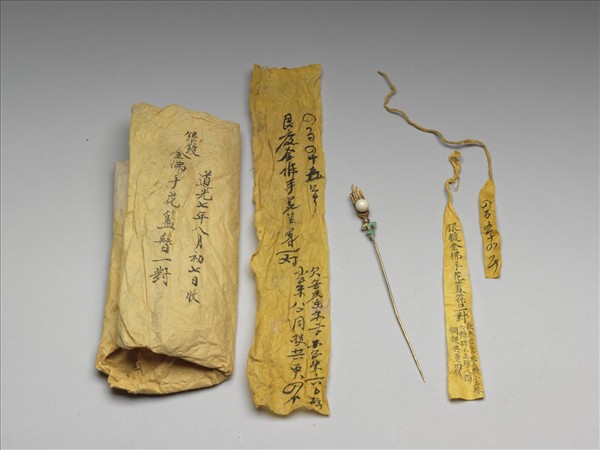 銀鍍金佛手花簪