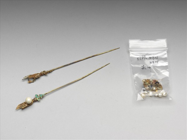 銀鍍金佛手花簪