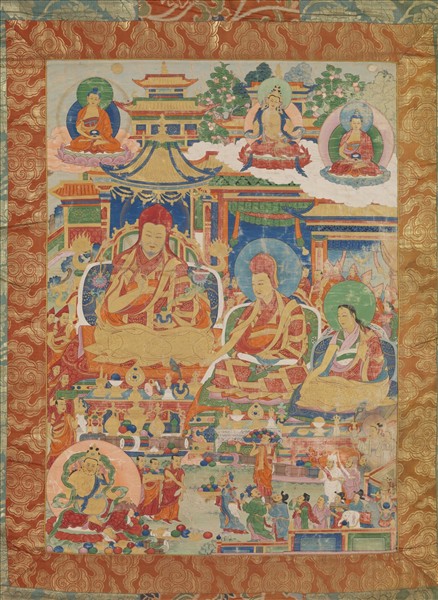 西藏十八世紀薩迦派祖師像唐卡　軸