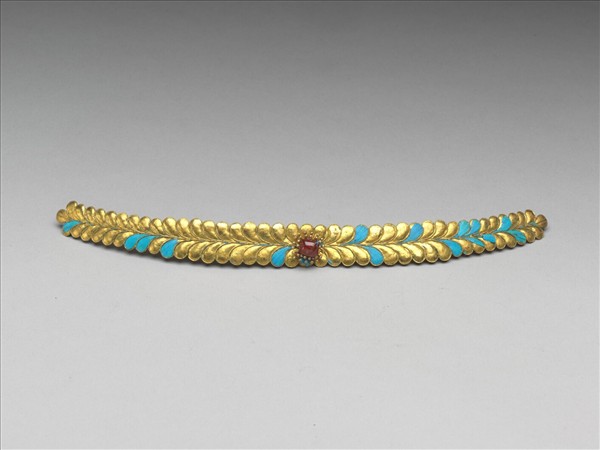 點翠花葉紋面簪