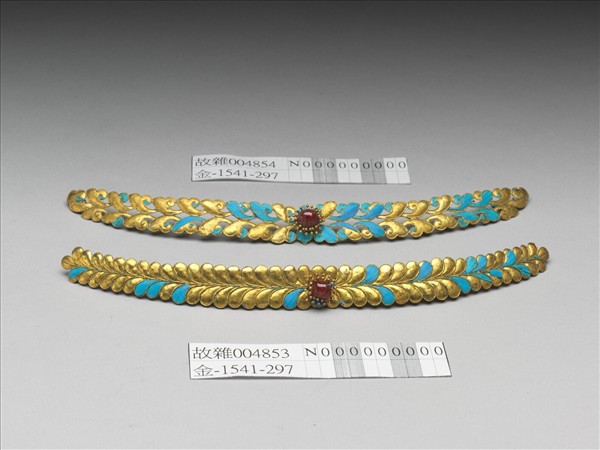 點翠花葉紋面簪