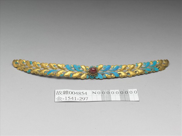 點翠花葉紋面簪