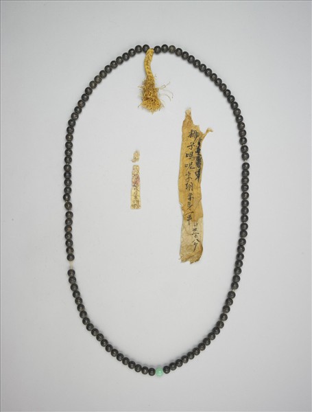 椰子嵌銀絲梵文朝珠身