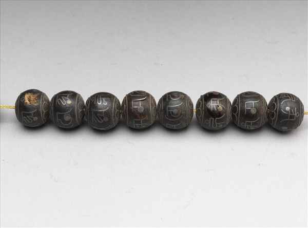 椰子嵌銀絲梵文朝珠身