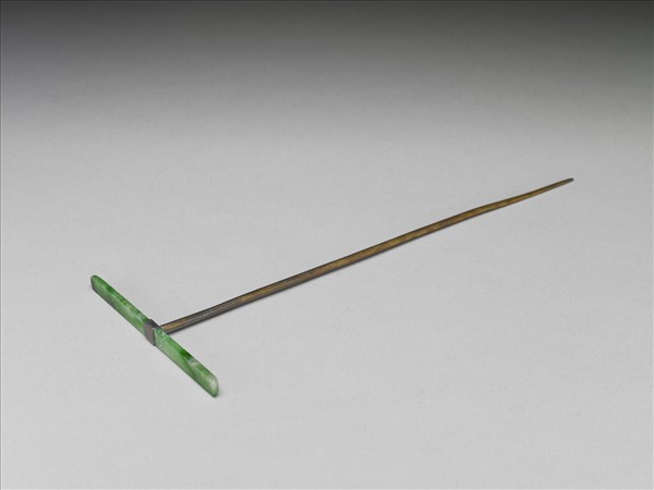 翠玉首銀鍍金簪