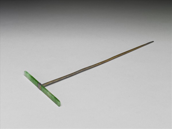 翠玉首銀鍍金簪