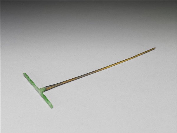 翠玉首銀鍍金簪