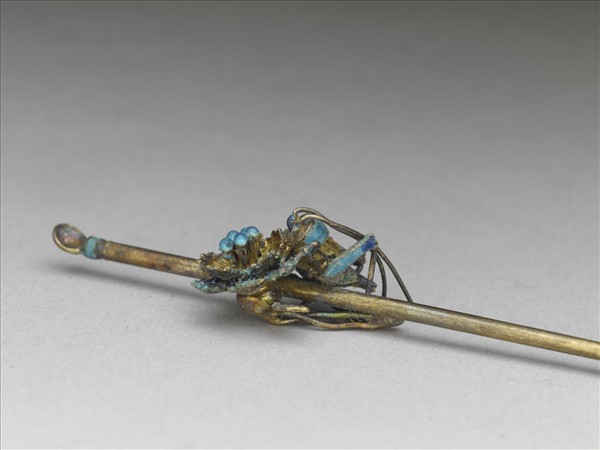 燒藍花蟲耳挖簪