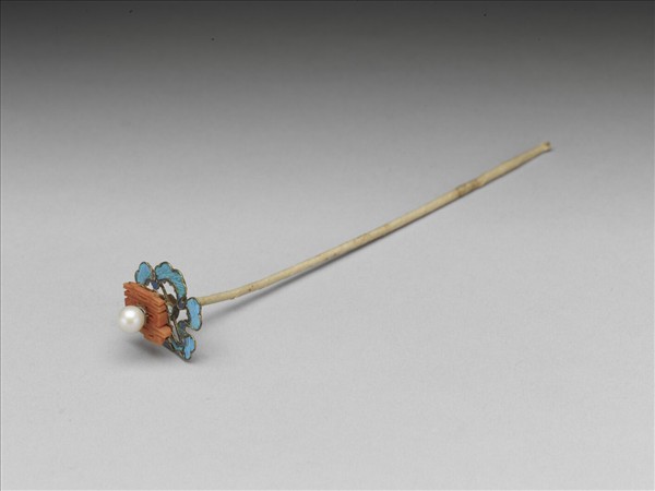 珊瑚囍字鑲珠簪