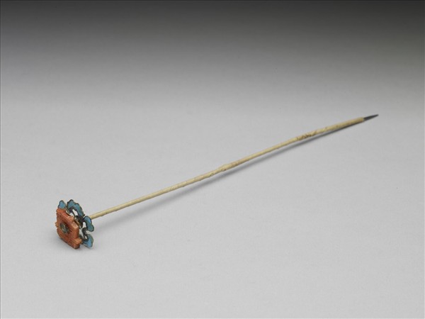 珊瑚囍字鑲珠簪