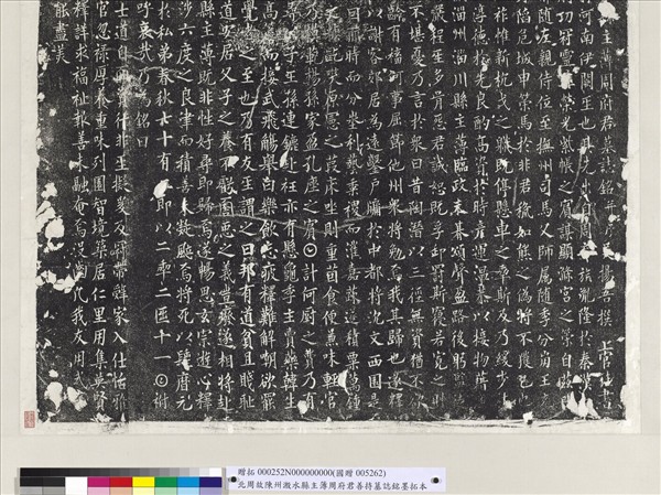 大周故陳州溵水縣主簿周府君善持墓誌銘墨拓本　軸