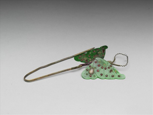 鍍金嵌翠玉蝴蝶簪