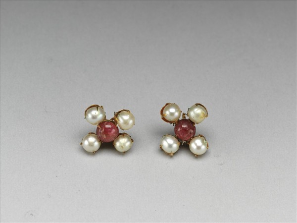 珍珠嵌碧璽耳環 (一對)