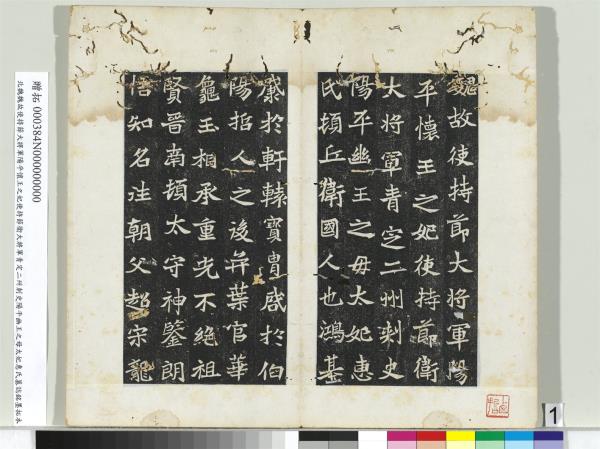 北魏故使持節大將軍陽平懷王之妃使持節衛大將軍青定二州刺史陽平幽王之母太妃惠氏墓誌銘墨拓本　冊