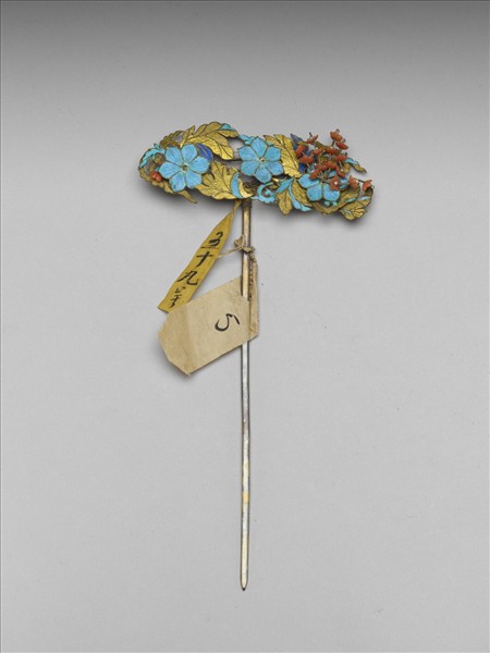 銀鍍金點翠花簪