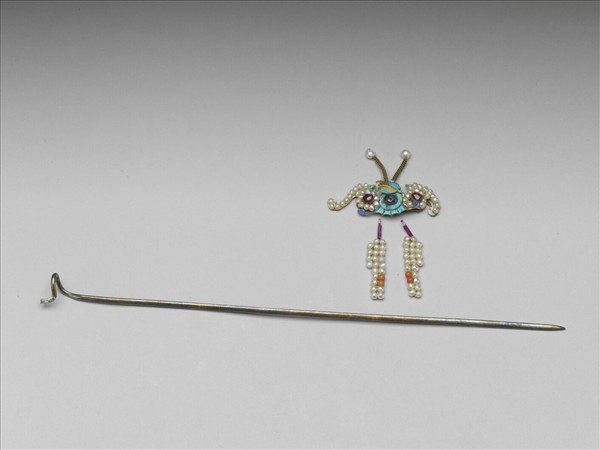 鍍金嵌珠寶蝙蝠簪