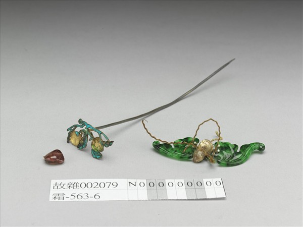 銀鍍金蝙蝠桃實簪