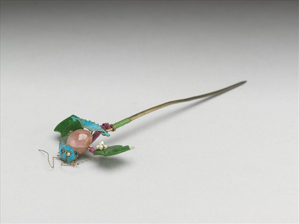 碧璽翠玉嵌珠蝙蝠簪