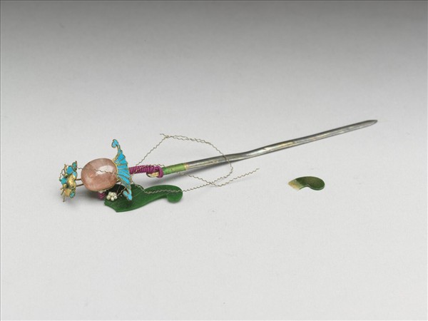 碧璽翠玉嵌珠蝙蝠簪