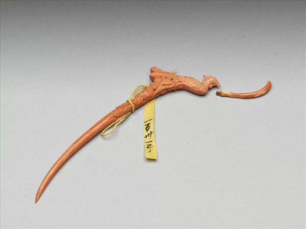 珊瑚花鳥耳挖簪