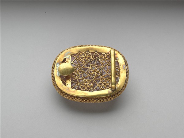 銀鍍金嵌碧璽帶扣