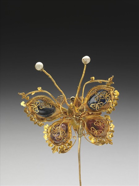 金纍絲嵌珠寶蝴蝶簪