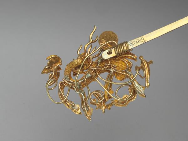 銀鍍金福祿簪（一對）