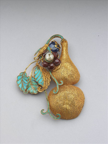 金纍絲點翠嵌珠寶蒲蘆簪首