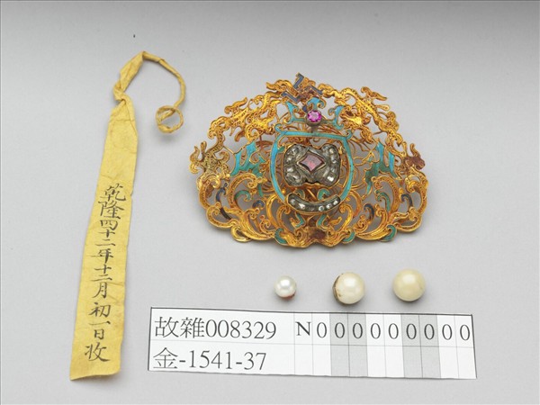 金鑲玻璃福壽面簪