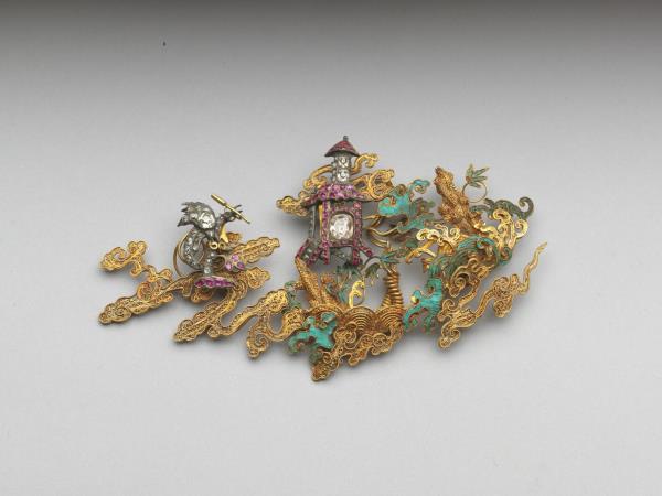 金纍絲嵌玻璃海屋添籌簪