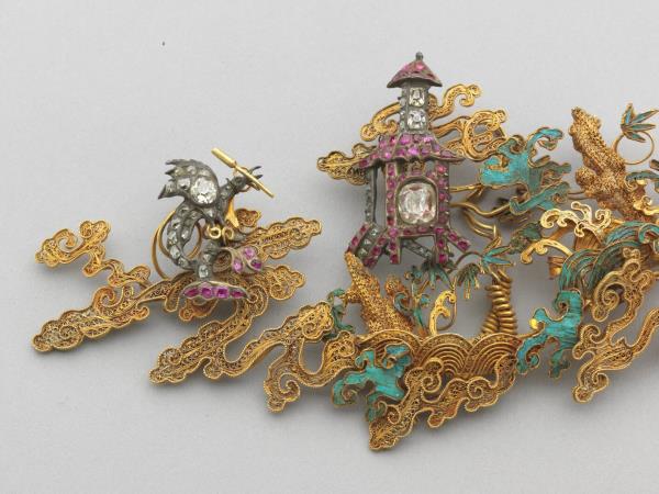 金纍絲嵌玻璃海屋添籌簪