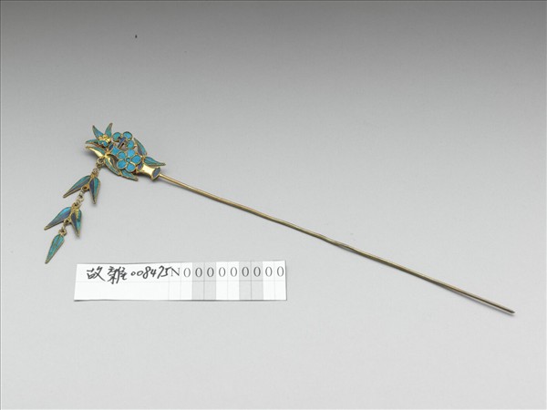 銀鍍金梅竹流蘇簪