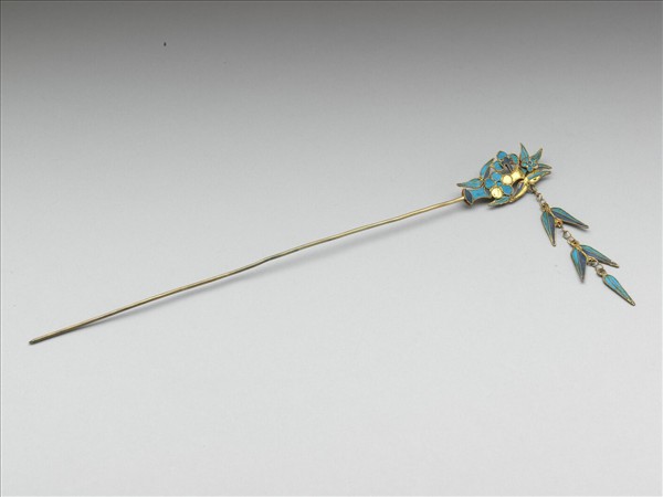 銀鍍金梅竹流蘇簪