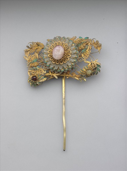金鑲玉菊花頂簪