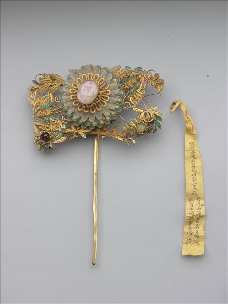 金鑲玉菊花頂簪