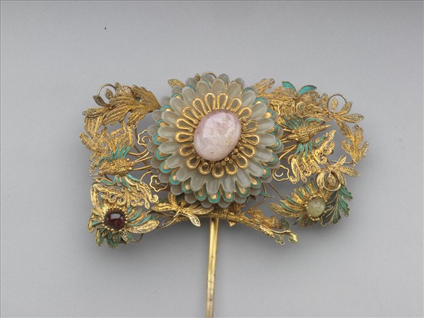 金鑲玉菊花頂簪