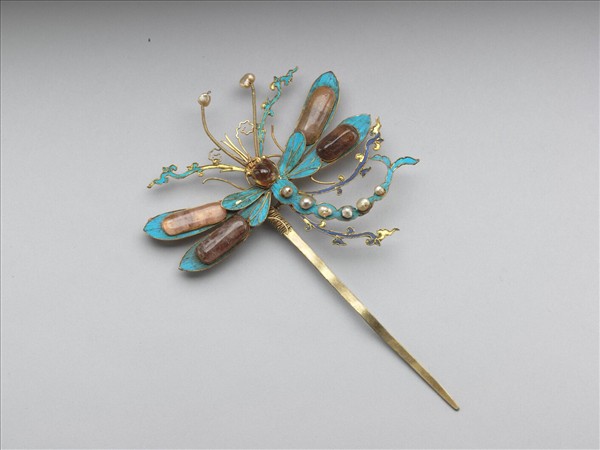點翠寶石蜻蜓簪