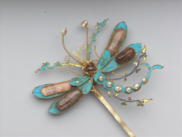 點翠寶石蜻蜓簪