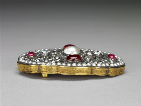 銅鍍金托嵌珠帶頭