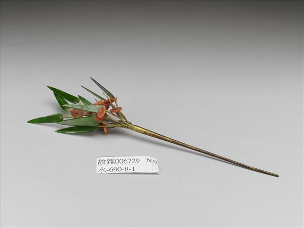 翠玉珊瑚竹梅簪