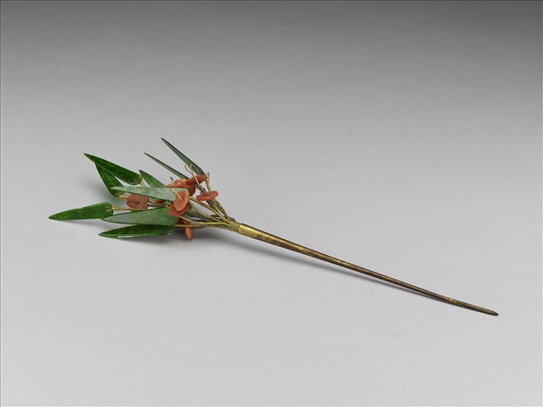 翠玉珊瑚竹梅簪