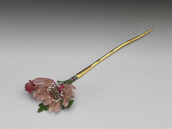 嵌碧璽寶石珠翠花簪