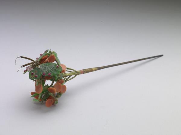 嵌珊瑚寶石珠翠花簪