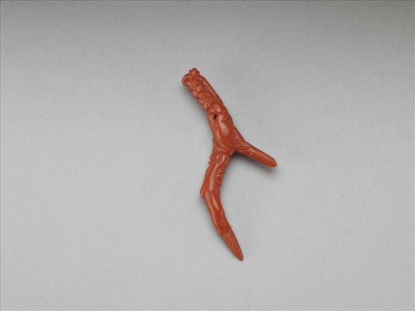 珊瑚花鳥紋簪花