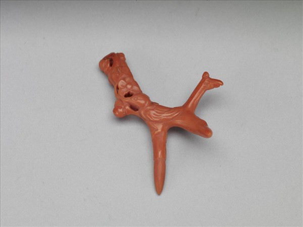 珊瑚花鳥紋簪花