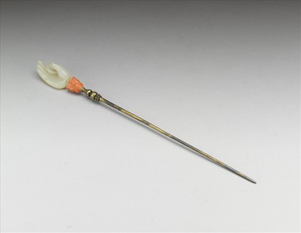 玉雕佛手印形簪